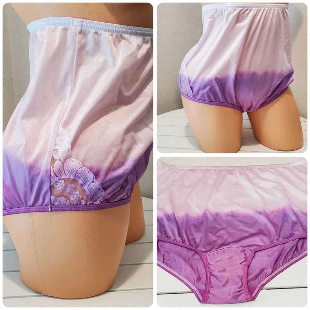 Vanity Fair Lace Nouveau Nylon Full Cut Panty Lace Static Enigma Purple 10/3XL